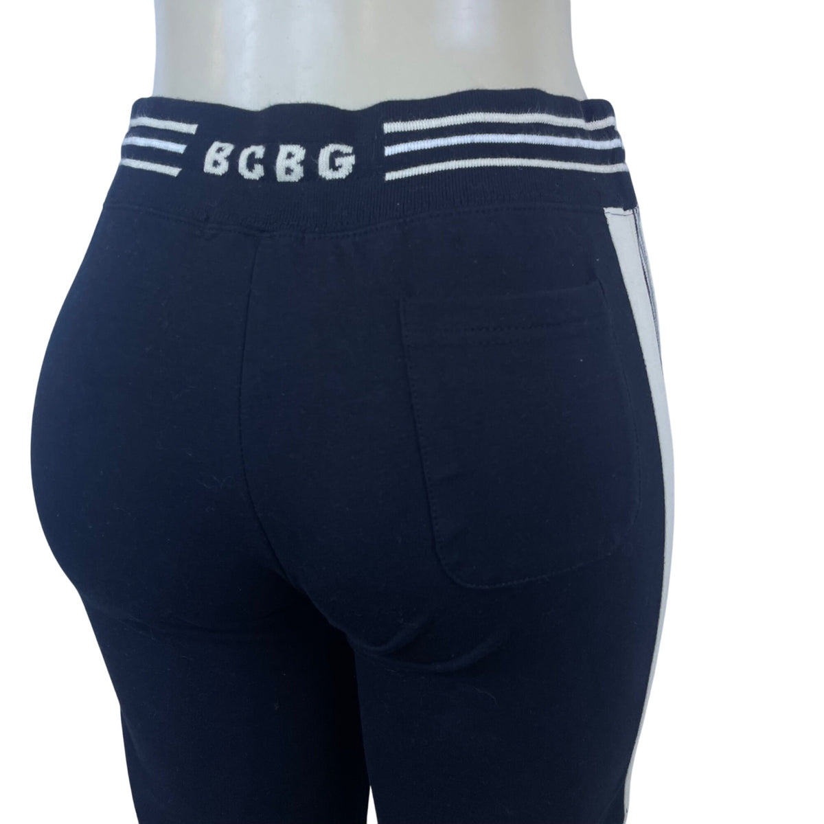 BCBG Maxazria Women's Black & White Cotton Spandex Pants Drawstring Waist Size L