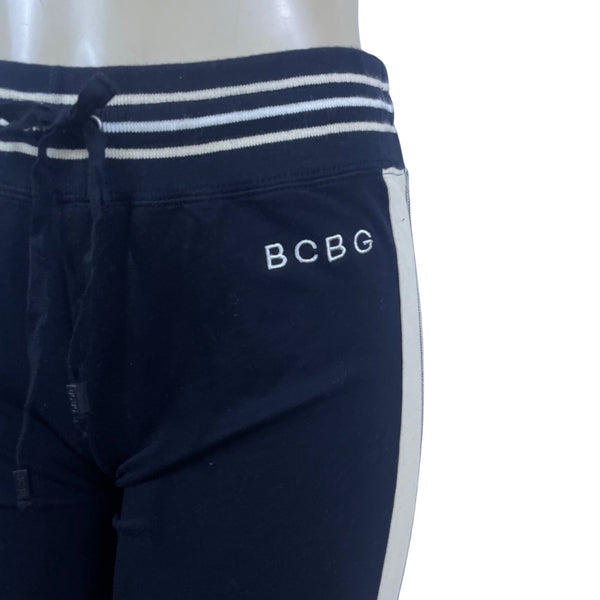 BCBG Maxazria Women's Black & White Cotton Spandex Pants Drawstring Waist Size L