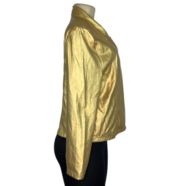 Obsess Metallic Gold Faux Leather Jacket Size PXXL