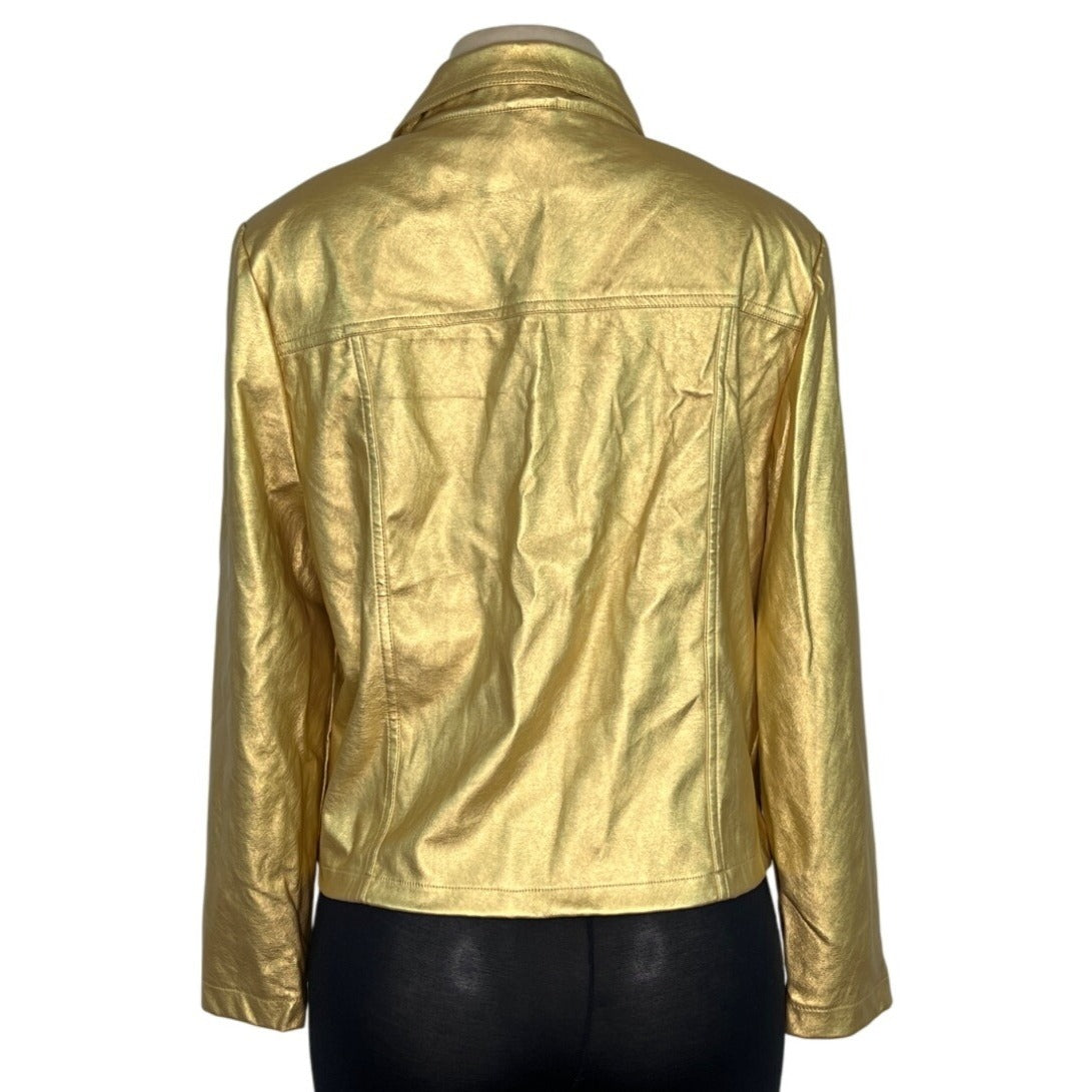 Obsess Metallic Gold Faux Leather Jacket Size PXXL