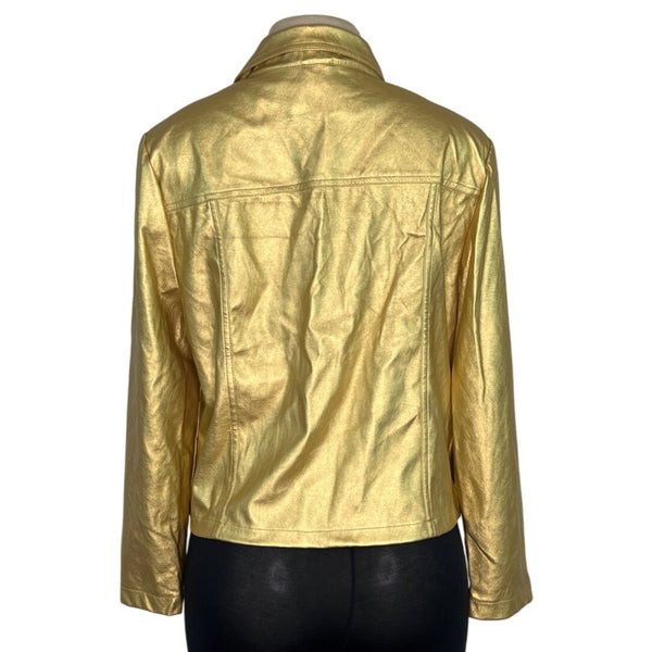 Obsess Metallic Gold Faux Leather Jacket Size PXXL