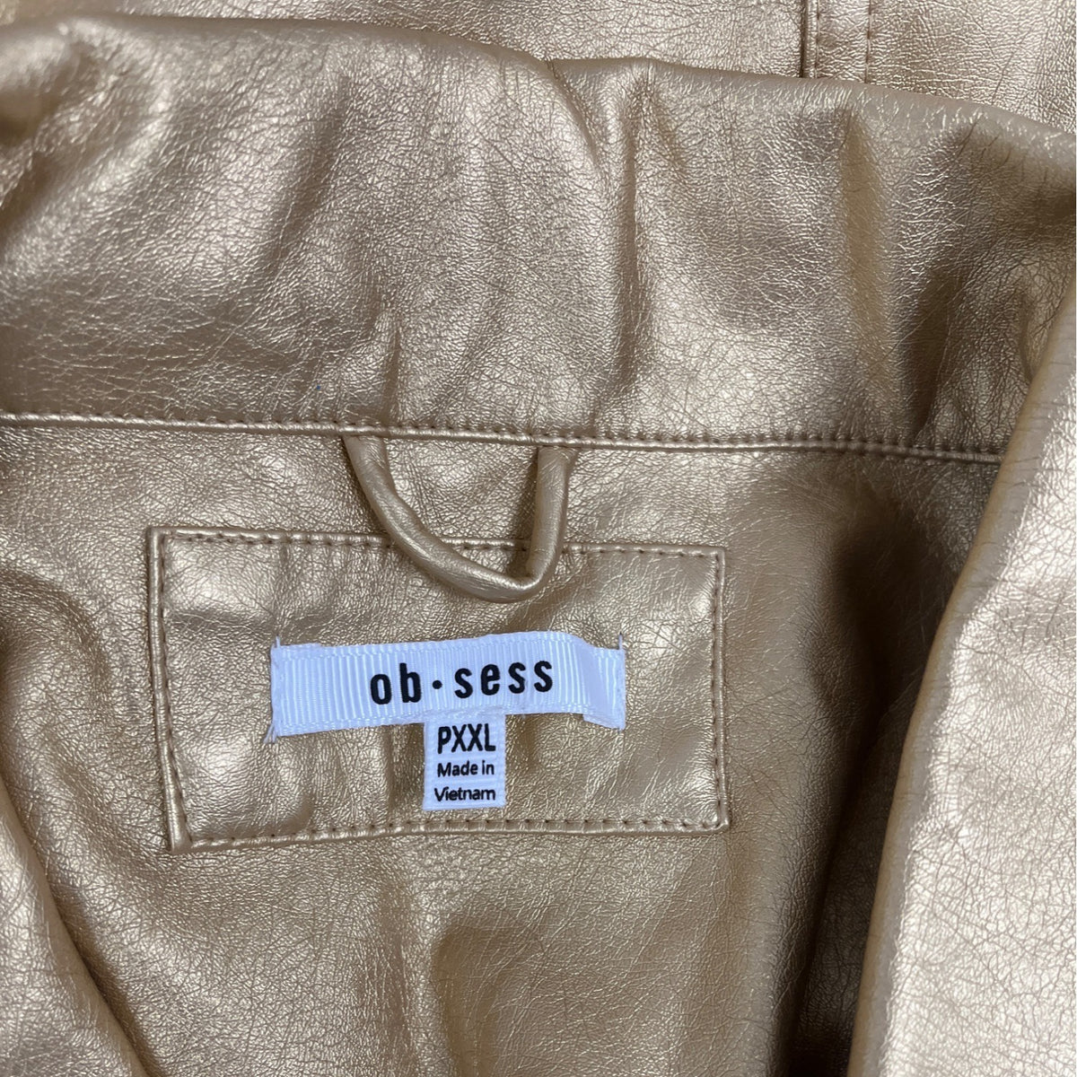 Obsess Metallic Gold Faux Leather Jacket Size PXXL