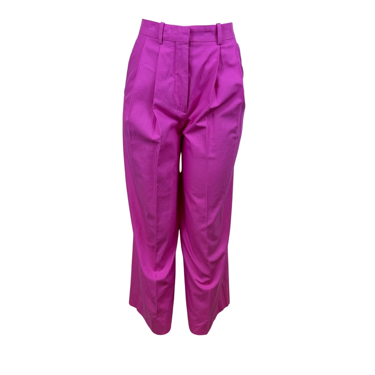 Cos Women’s Pink Cotton Pleated High-Waist Wide-Leg Trousers Size 2