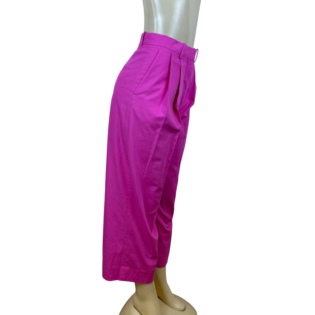 Cos Women’s Pink Cotton Pleated High-Waist Wide-Leg Trousers Size 2