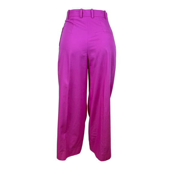 Cos Women’s Pink Cotton Pleated High-Waist Wide-Leg Trousers Size 2
