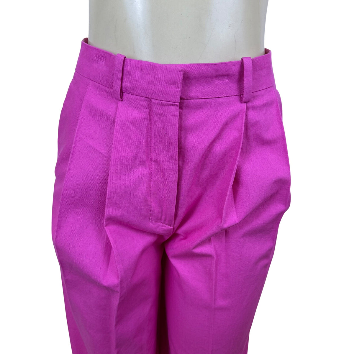 Cos Women’s Pink Cotton Pleated High-Waist Wide-Leg Trousers Size 2
