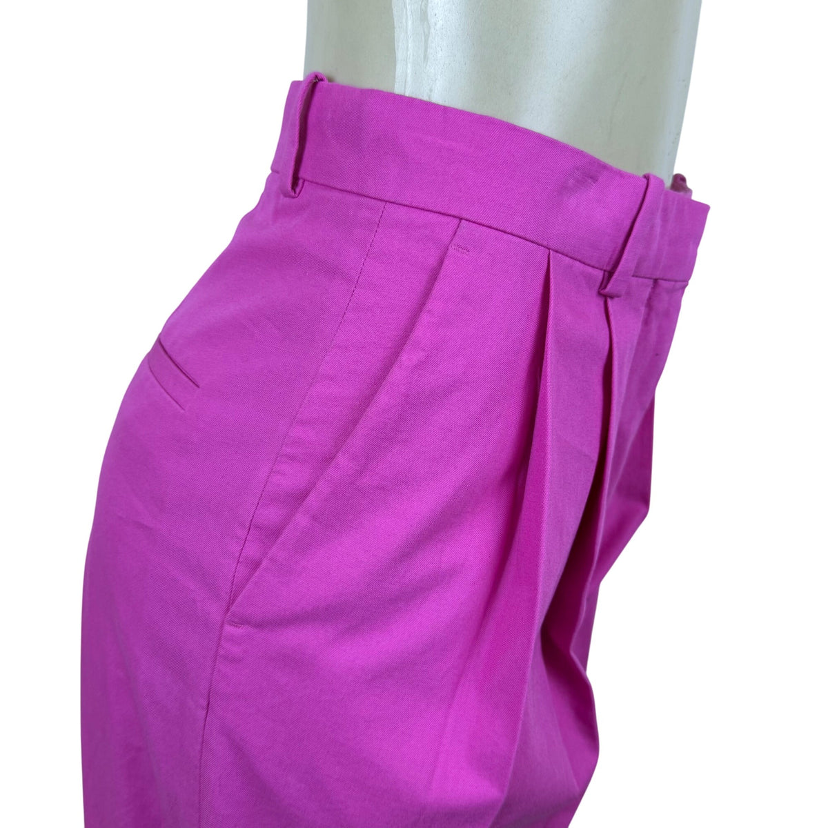 Cos Women’s Pink Cotton Pleated High-Waist Wide-Leg Trousers Size 2