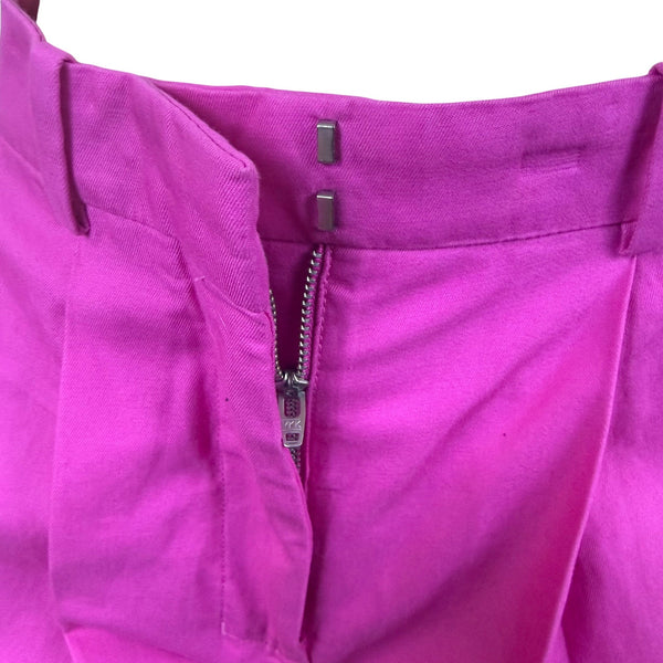 Cos Women’s Pink Cotton Pleated High-Waist Wide-Leg Trousers Size 2