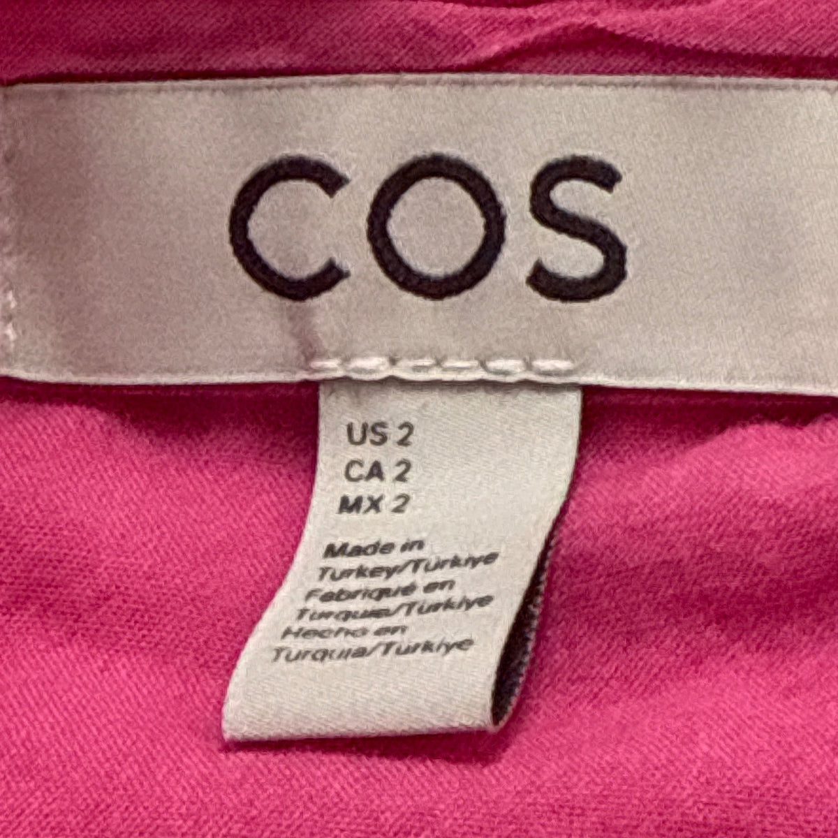 Cos Women’s Pink Cotton Pleated High-Waist Wide-Leg Trousers Size 2