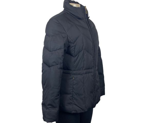 Guess Black Quilted Pattern High-neck collar Zip Up Closure Puffer Jacket Sz L