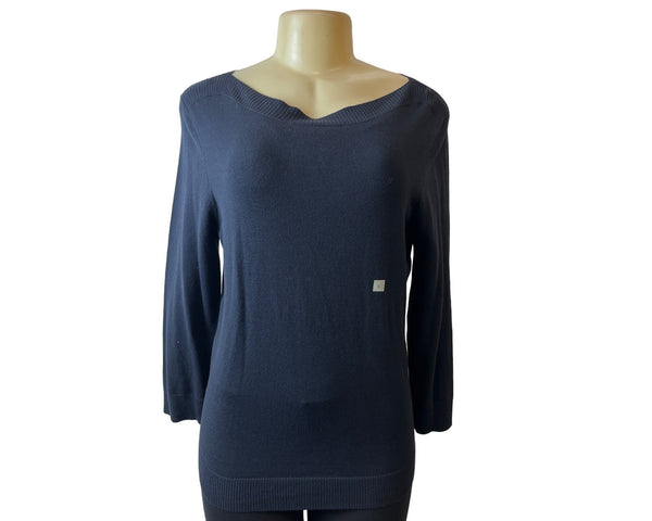 Ann Taylor Women's Navy Blue Cotton Boxy Sweatshirt Sz L - NWT