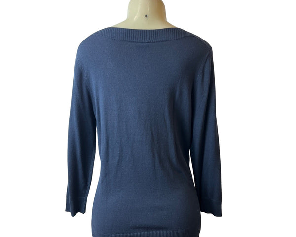Ann Taylor Women's Navy Blue Cotton Boxy Sweatshirt Sz L - NWT