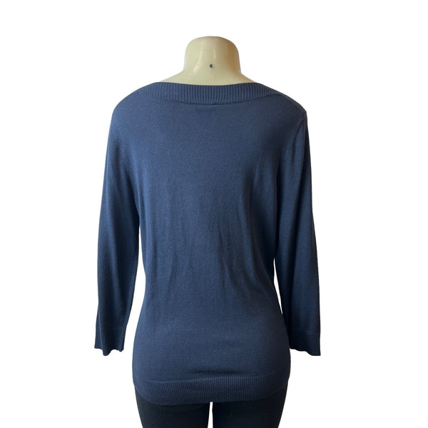 Ann Taylor Women's Navy Blue Cotton Boxy Sweatshirt Sz L - NWT