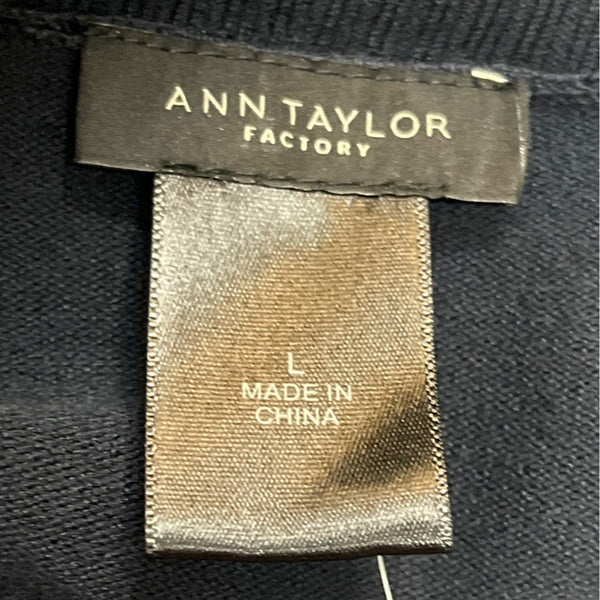 Ann Taylor Women's Navy Blue Cotton Boxy Sweatshirt Sz L - NWT