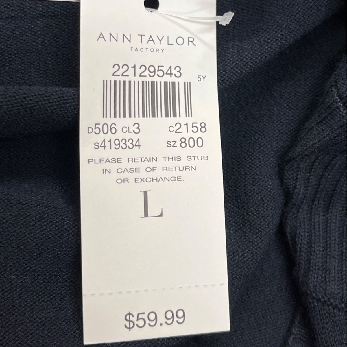 Ann Taylor Women's Navy Blue Cotton Boxy Sweatshirt Sz L - NWT