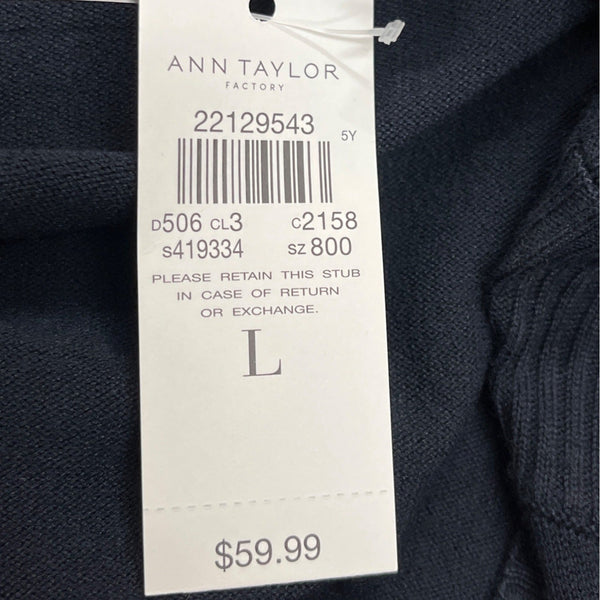 Ann Taylor Women's Navy Blue Cotton Boxy Sweatshirt Sz L - NWT