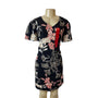 Original Nicole Miller Black Short Sleeve Shirt Dress with Floral Pattern Sz M