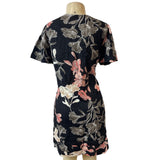 Original Nicole Miller Black Short Sleeve Shirt Dress with Floral Pattern Sz M