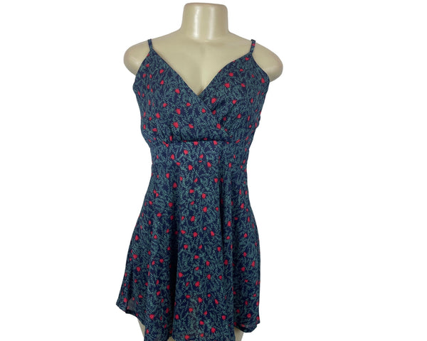 Floral Spaghetti Strap Dress With V-Neck & Fit-And-Flare Design For Women Sz L