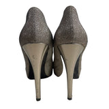 Guess Women's Gold Glitter Multi Fabric Peep Toe Pumps Sz 10M - Original Box