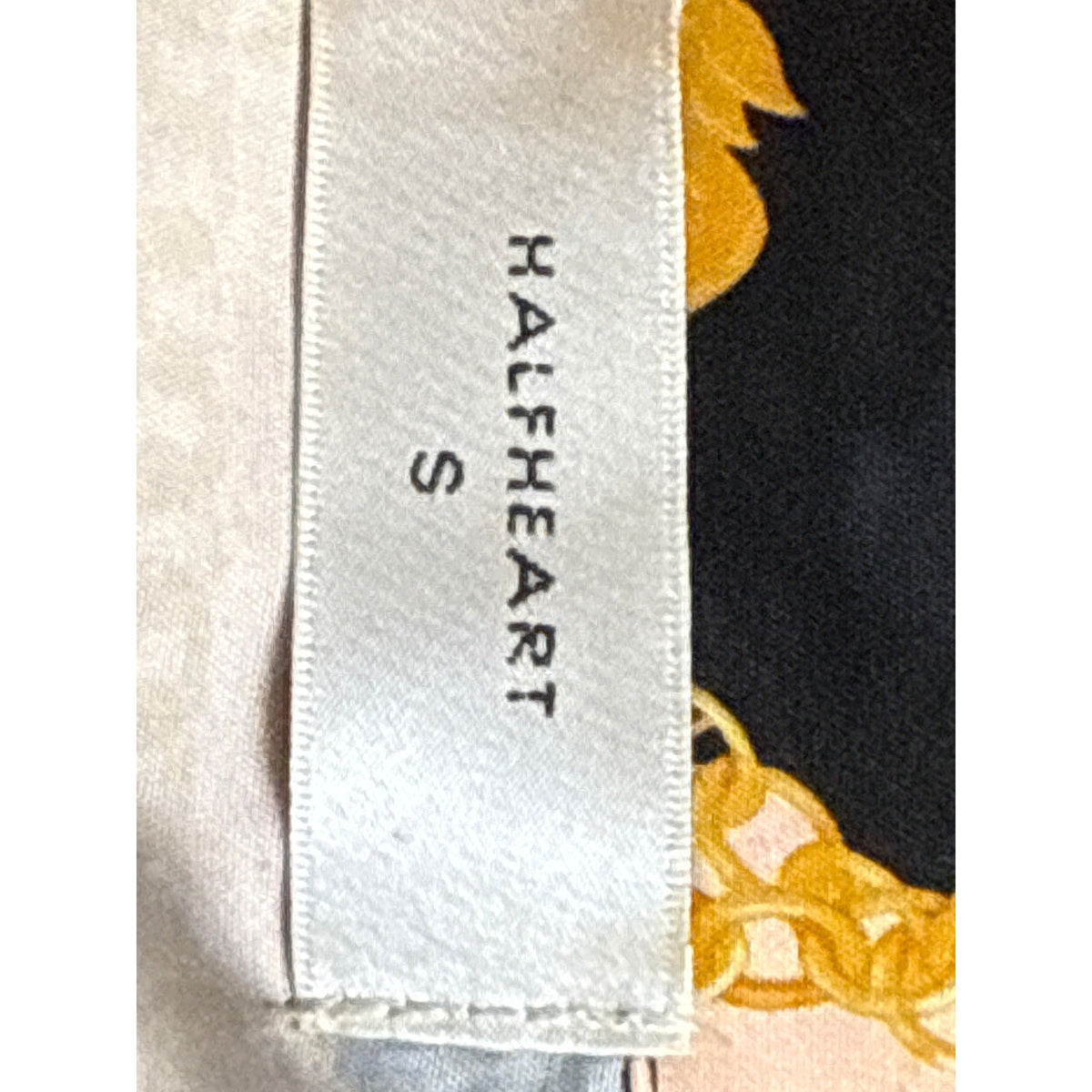 Halfheart Black & Gold Baroque Print Long-Sleeve Shirt Dress Button-Up Size S