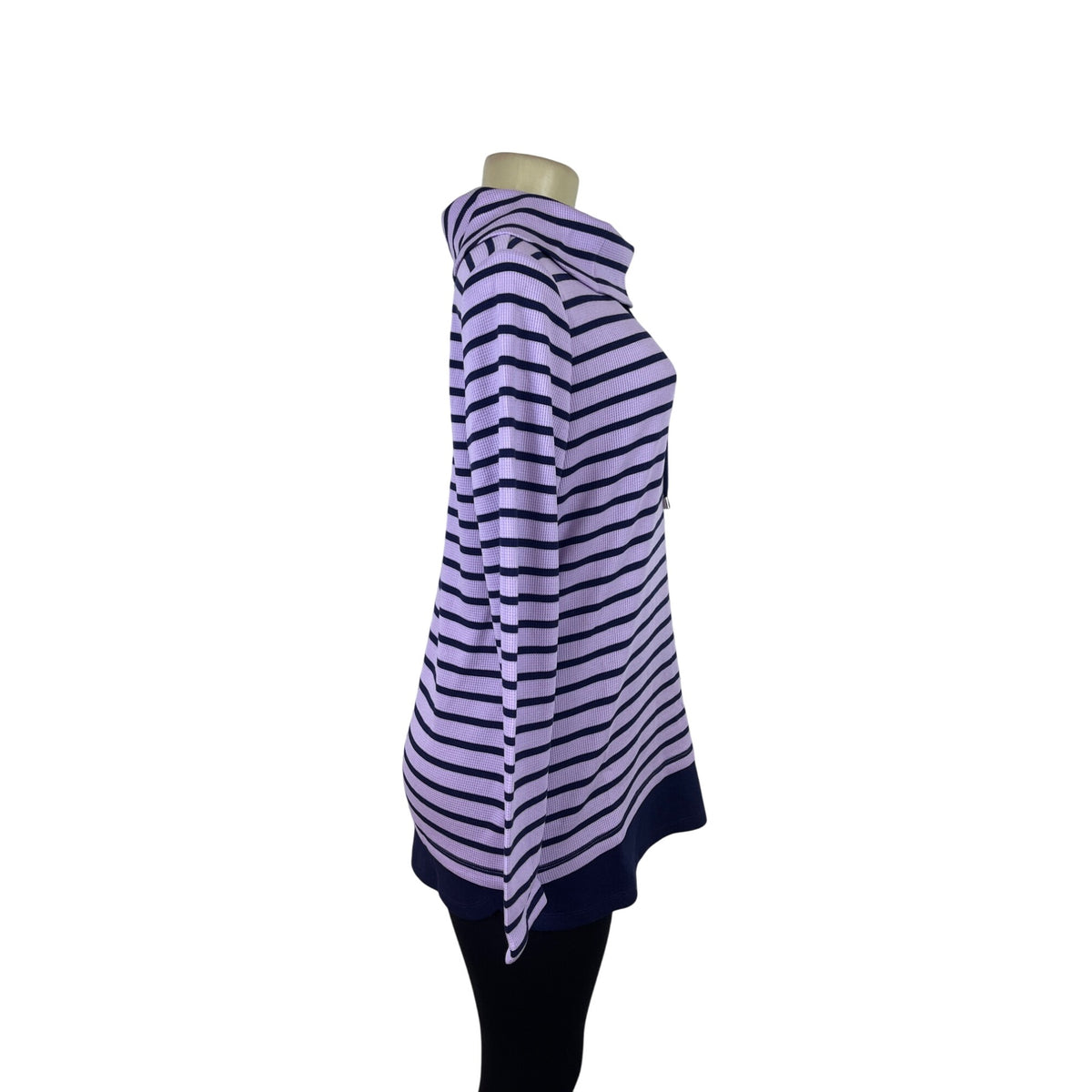 D&Co. Active Women's Lavender & Navy Striped Tunic Pullover Sweater Sz S