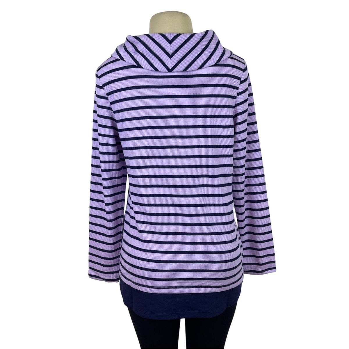 D&Co. Active Women's Lavender & Navy Striped Tunic Pullover Sweater Sz S