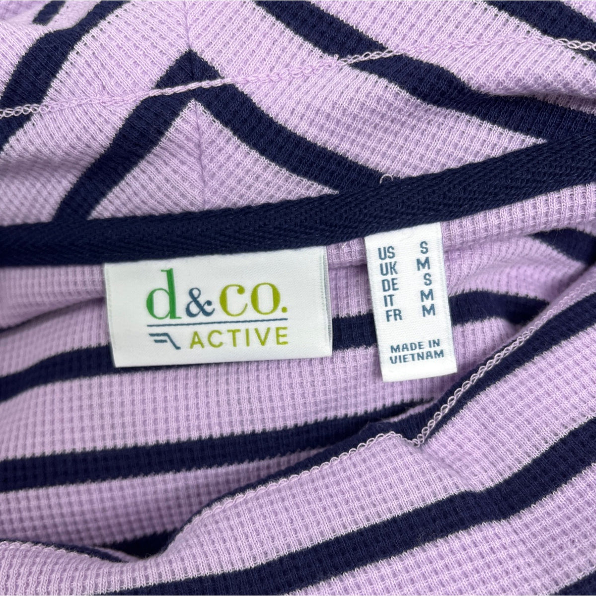 D&Co. Active Women's Lavender & Navy Striped Tunic Pullover Sweater Sz S