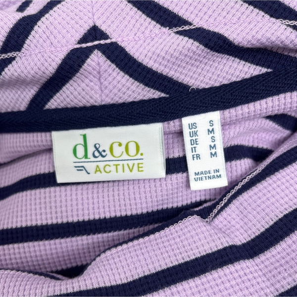 D&Co. Active Women's Lavender & Navy Striped Tunic Pullover Sweater Sz S