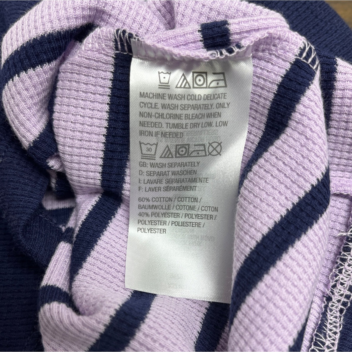 D&Co. Active Women's Lavender & Navy Striped Tunic Pullover Sweater Sz S