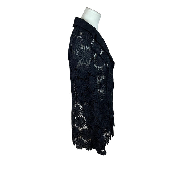 Berek Women's Black Floral Lace & See-Through Long Sleeve Blazer Sz S - New