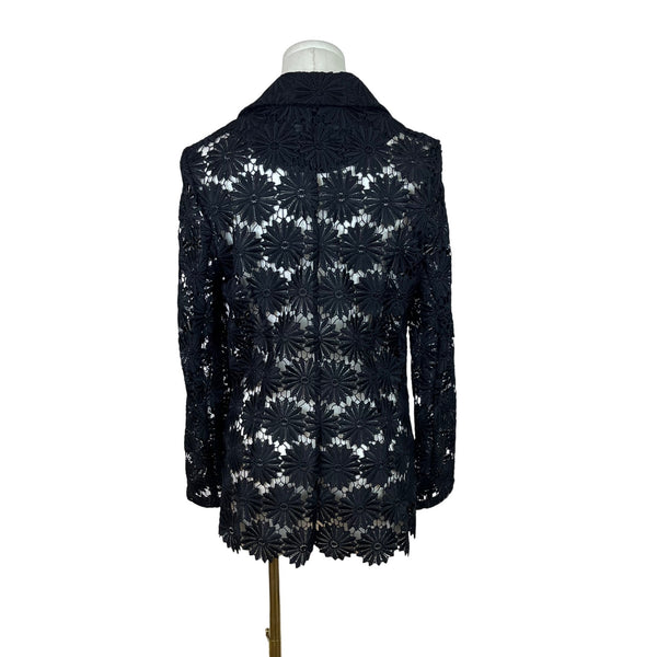 Berek Women's Black Floral Lace & See-Through Long Sleeve Blazer Sz S - New