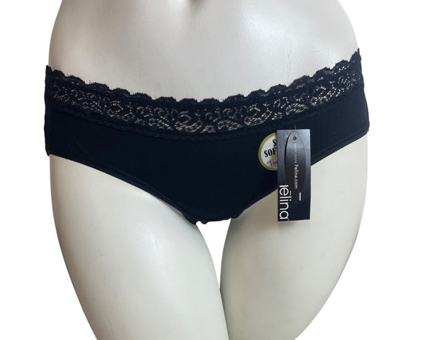 Felina Womens Black Lace Trim Panties Size S- NEW