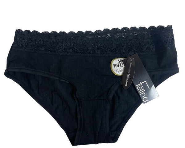 Felina Womens Black Lace Trim Panties Size S- NEW