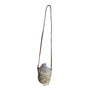 Anthropologie Woven Rattan Crossbody Bag With Striped Cotton Lining & Faux Leather Strap