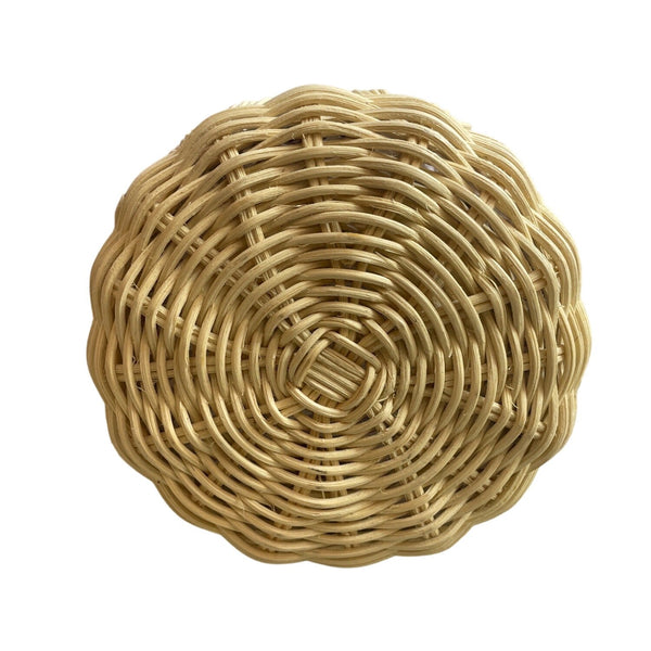 Anthropologie Woven Rattan Crossbody Bag With Striped Cotton Lining & Faux Leather Strap