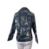 Parsley & Sage Womens Fashion Jacket With Colorful City Print Sz M