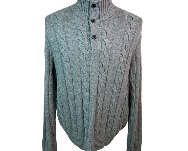 Polo Ralph Lauren Men's XL Cable Knit Gray Silk Cashmere Turtle Neck Sweater
