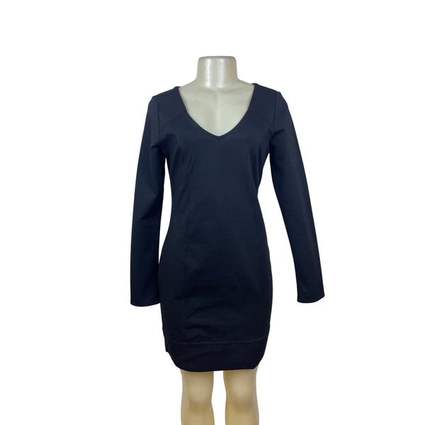 BCBGGeneration Womens Black Rayon Blend V-Neck Long Sleeve Mini Dress Size M