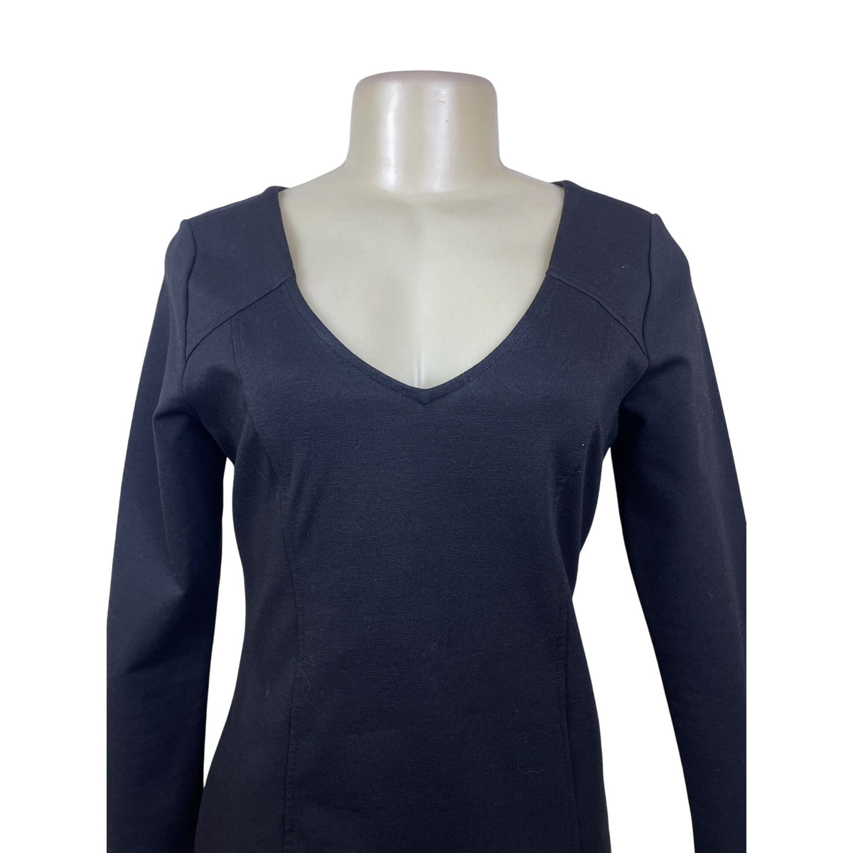 BCBGGeneration Womens Black Rayon Blend V-Neck Long Sleeve Mini Dress Size M