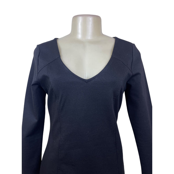 BCBGGeneration Womens Black Rayon Blend V-Neck Long Sleeve Mini Dress Size M