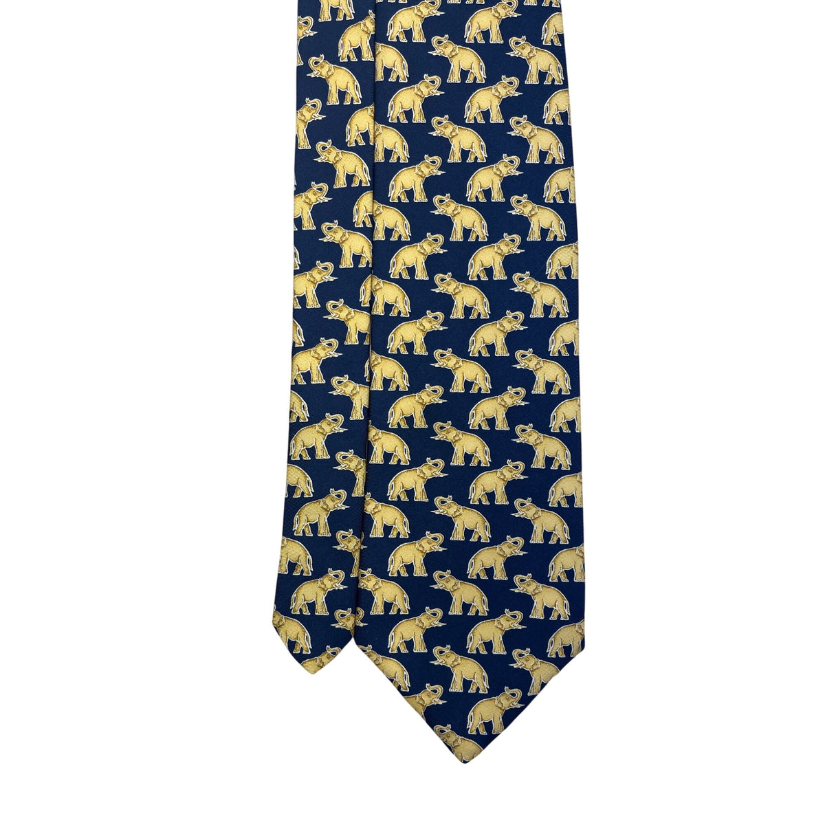 Vintage Brooks Brothers Mens Navy & Gold 100% Silk Elephant Print Tie