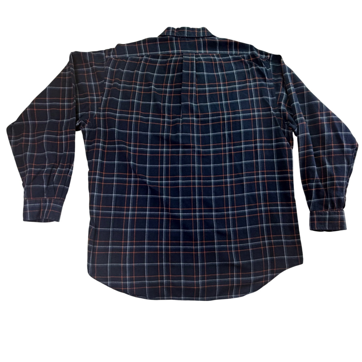 Ralph Lauren Mens Navy/Orange Cotton Plaid Long Sleeve Shirt Size L