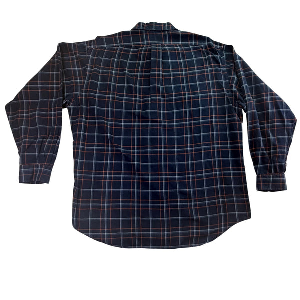 Ralph Lauren Mens Navy/Orange Cotton Plaid Long Sleeve Shirt Size L