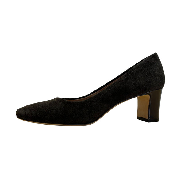 Donald J Pliner Jevi Women's Brown Expresso Kid Suede Block Heel Pumps Size 6.5M