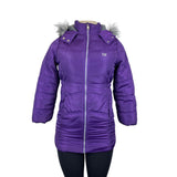 Calvin Klein Womens Purple Puffer Jacket With Faux Fur Hood & Side Pockets Sz S