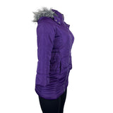 Calvin Klein Womens Purple Puffer Jacket With Faux Fur Hood & Side Pockets Sz S