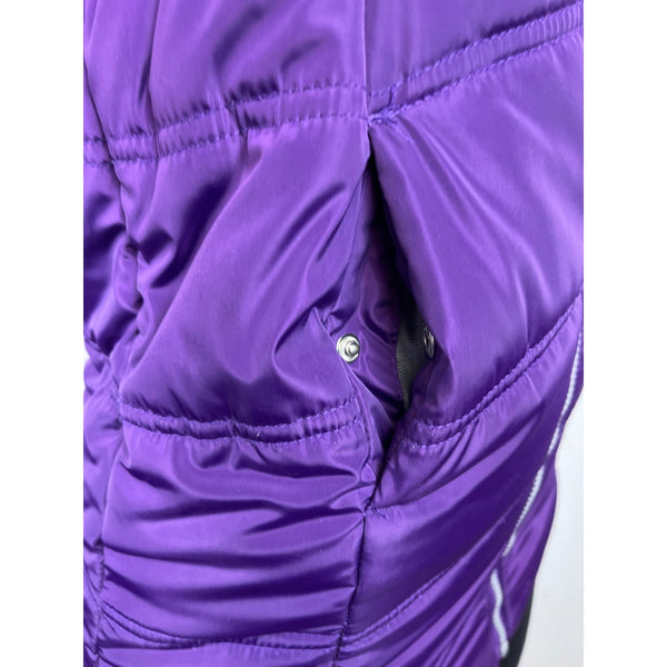 Calvin Klein Womens Purple Puffer Jacket With Faux Fur Hood & Side Pockets Sz S