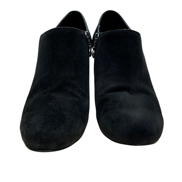 Tahari Sincere Women’s Black Suede Leather Slip-On Heeled Booties Size 9M