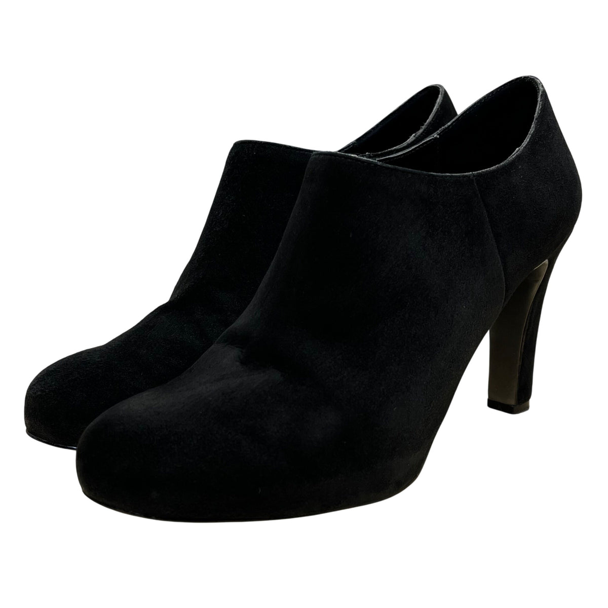 Tahari Sincere Women’s Black Suede Leather Slip-On Heeled Booties Size 9M